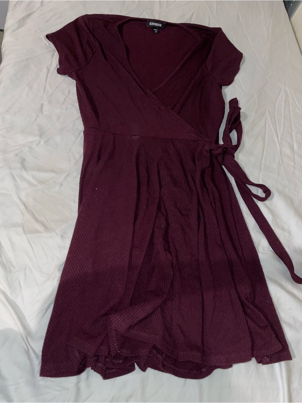 Express Burgundy Wrap Midi Dress